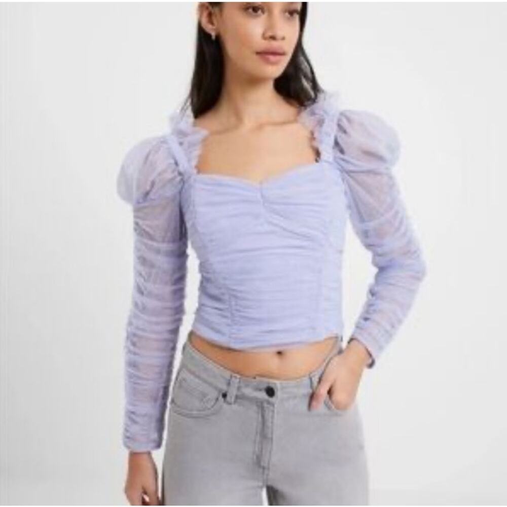 French Connection Tulle Blouse Size 8 Lavender Ruffles Coquette Victorian NWT